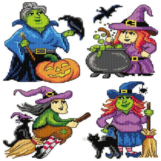 Halloween witches Counted Cross-Stitch Kit {1}