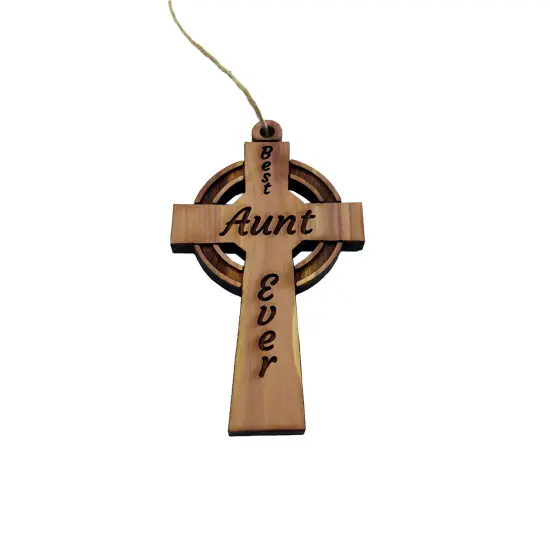 Best Aunt Ever Celtic Cross - Cedar Ornament {1}