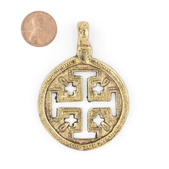 TheBeadChest Jerusalem Ethiopian Brass Cross Pendant (70x50mm) {2}