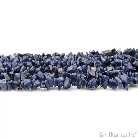 Sodalite Chip Beads, 34 Inch, Natural Chip Strands, Drilled Strung Nugget Beads, 7-10mm, Polished, GemMartUSA (CHSD-70004) {5}