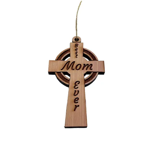 Best Mom Ever Celtic Cross - Cedar Ornament {1}