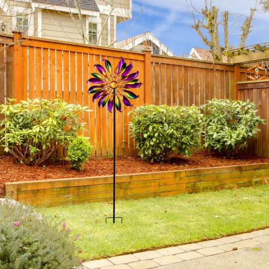 Northlight Mardi Gras Flower Outdoor Pinwheel Garden Stake - 4.5' Purple {3}