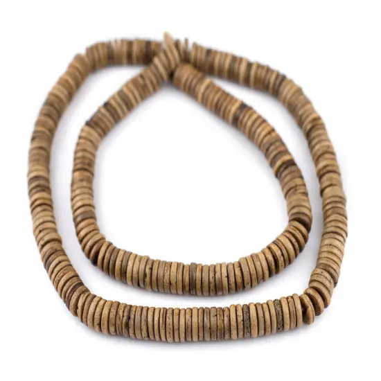The Bead Chest 8mm Brown Bone Button Beads: Nepal Flat Round Disk Heishi Beads for DIY Necklace Jewelry Making {3}