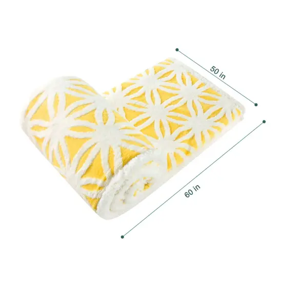 Fleece Blanket Throws for Sofas Fluffy Soft Warm Blanket for Bed Flannel Blanket Yellow {3}