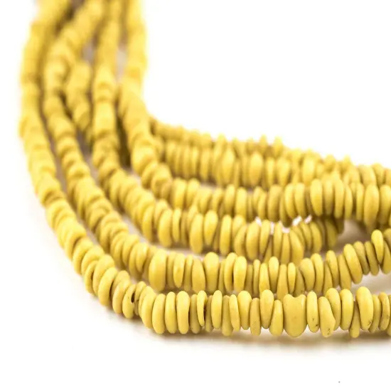 The Bead Chest Yellow 4mm Glass Heishi Beads - 23" Strand of Indonesian Java Spacer Beads for Crafts & Jewelry Making {1}