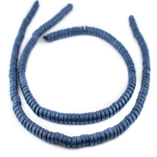 The Bead Chest Cobalt Blue Disk Natural Wood Beads (4x8mm): Organic Eco-Friendly Wooden Bead Strand for DIY Jewelry, Crafts, Necklace and Bracelet Making {3}