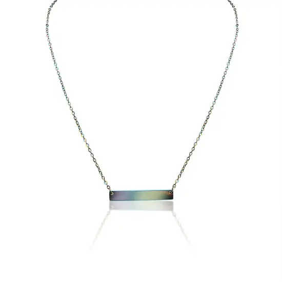 Blank Polished Bar Stainless Steel Necklace Gold {7}
