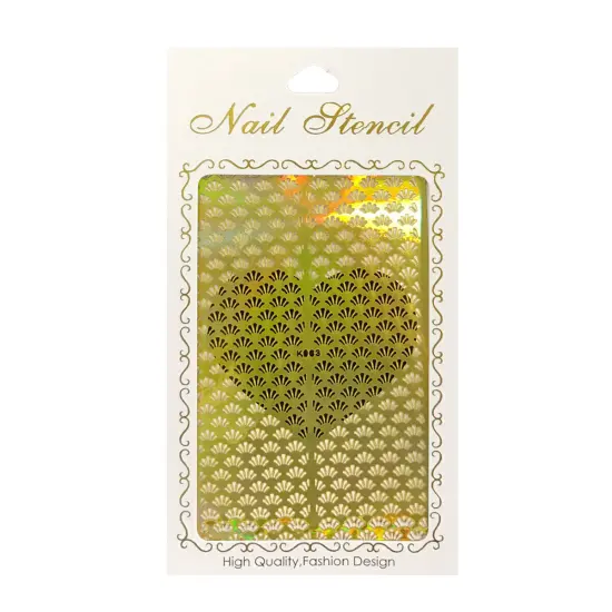 Wrapables Gold Nail Art Guide Large Nail Stencil Sheet - Fan {1}