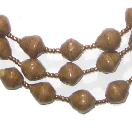 The Bead Chest Recycled Paper Bead Necklace from Uganda - Fair Trade African Jewelry (Brown) {1}