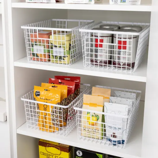 Smart Design Nestable Basket Organizer with Handles - Steel - 9 x 12 x 6 - White - Set of 4 {2}