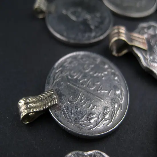 The Bead Chest Old Coin Pendants Set of 8 23mm Afghanistan Silver White Metal Large Hole {5}