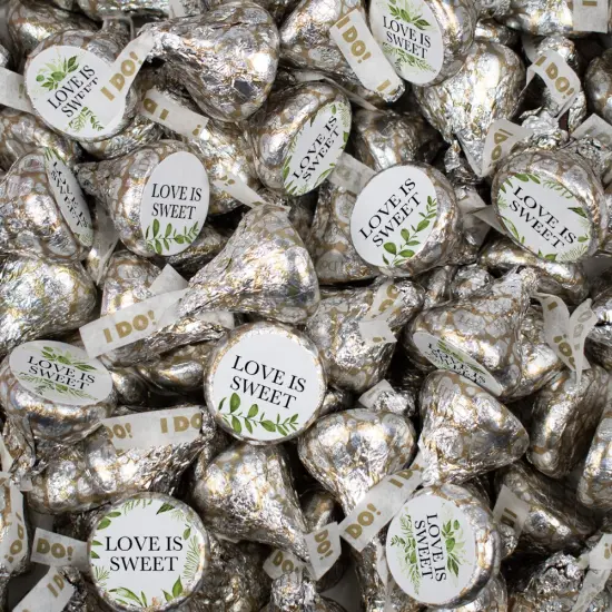 75ct Wedding Candy Favors Hershey's Kisses Chocolate (75 Candies + 1 Sheet Stickers) Botanical - Candy Included - Assembly Required - by Just Candy {1}