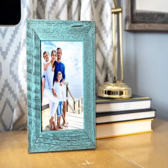 Rustic Farmhouse Standard Tabletop Reclaimed Wood Picture Frame Blue {5}