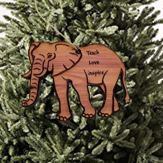 Elephant Teach Love Inspire - Cedar Ornament {2}