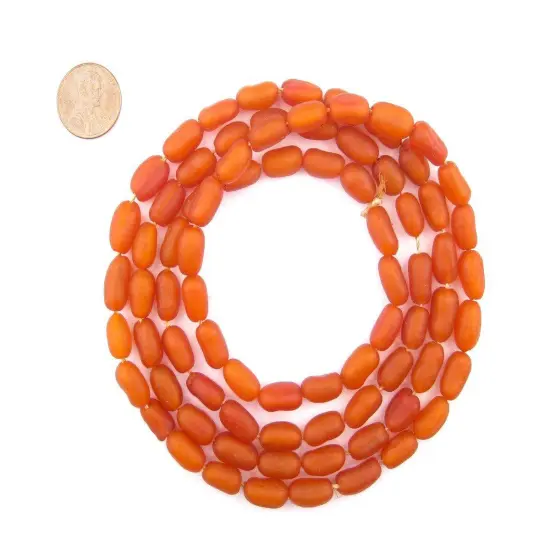 The Bead Chest River Amber Natural Seed Beads from Kenya Oval 5mm African Orange Wood 35-40 Inch Strand Handmade {2}