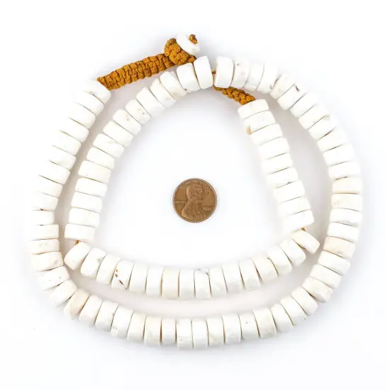 The Bead Chest Naga Conch Shell Beads - Full Strand of Genuine Natural Ocean Seashell Beads from Nepal (Disk 12mm, Natural) {2}