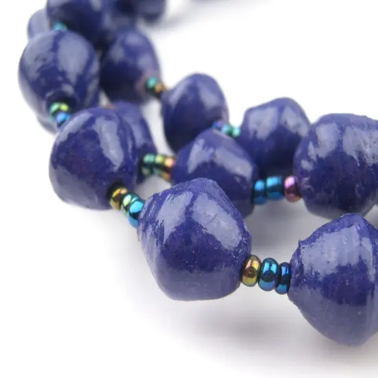 The Bead Chest Recycled Paper Bead Necklace from Uganda - Fair Trade African Jewelry (Royal Purple) {1}