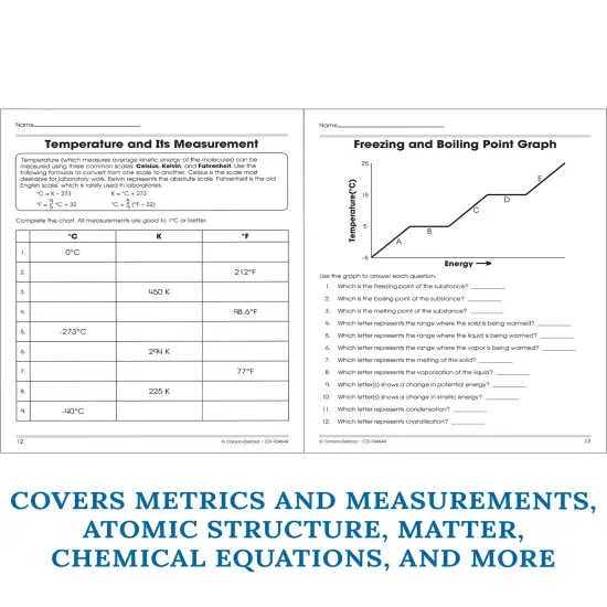 Carson Dellosa The 100 Series Chemistry Workbook, Science Book for Grades 9-12, Periodic Table, Atomic Structure, Scientific Notation, and More, Classroom or Homeschool Curriculum {4}
