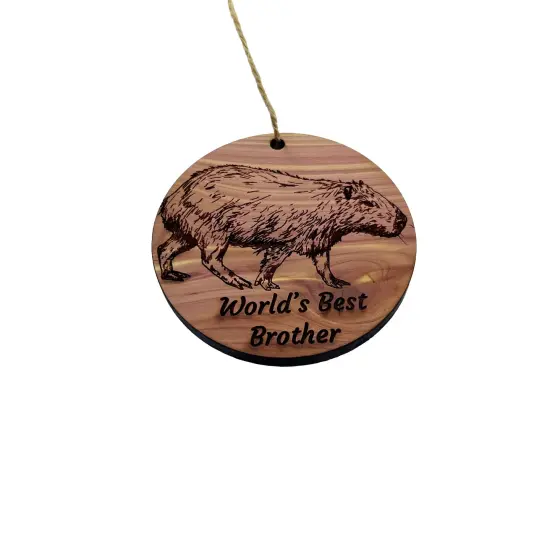 Worlds Best Brother Capybara - Cedar Ornament {1}