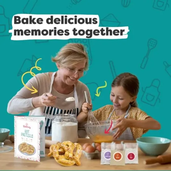 Baketivity Pretzel Making Kit - Real Cooking Set for Kids Ages with Recipe and Ingredients - Kids Baking Set for Girls & Boys - Great Gift for Family Bonding {3}