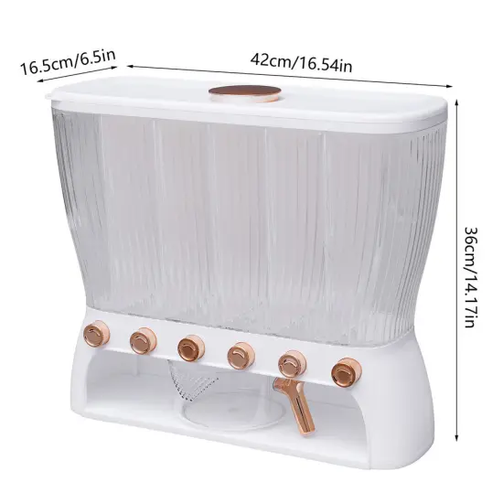 Clear Six-grid Dry Food Dispenser Rice Dispenser Kitchen Storage W/Rice Hopper {3}