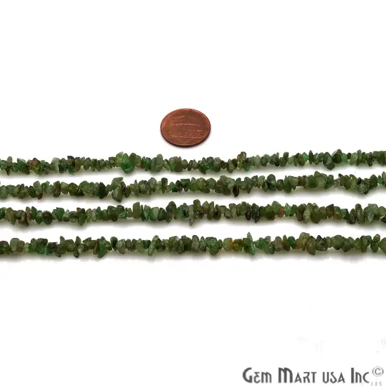 Tsavorite Chip Beads, 34 Inch, Natural Chip Strands, Drilled Strung Nugget Beads, 3-7mm, Polished, GemMartUSA (CHSV-70001) {2}