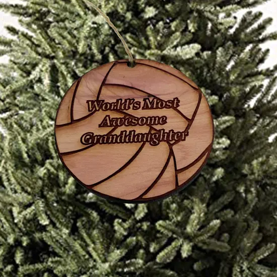Volleyball Worlds most awesome Granddaughter - Cedar Ornament {2}