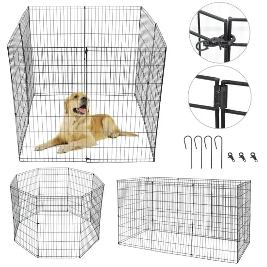 42 Inch 8 Panels Dog Playpen Fence Pet Play Pen Exercise Cage Kennel Indoor {3}