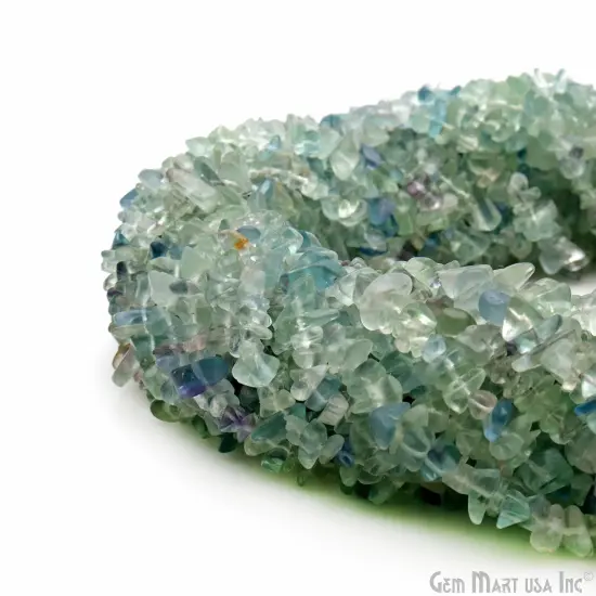 Fluorite Chip Beads, 34 Inch, Natural Chip Strands, Drilled Strung Nugget Beads, 3-7mm, Polished, GemMartUSA (CHFL-70001) {4}