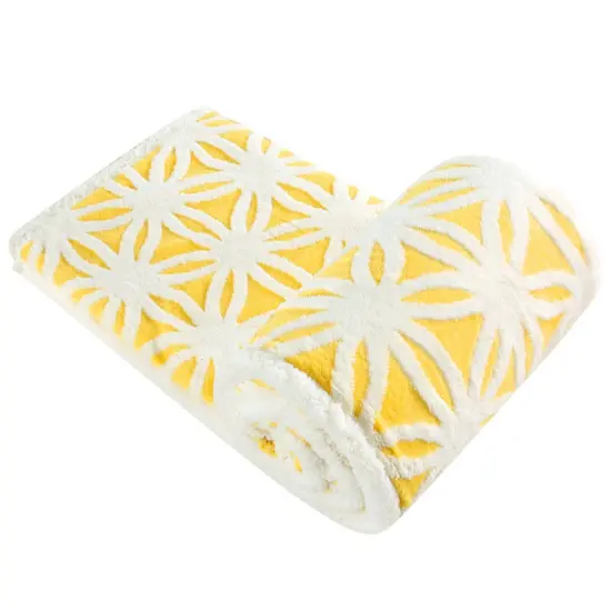Fleece Blanket Throws for Sofas Fluffy Soft Warm Blanket for Bed Flannel Blanket Yellow {2}