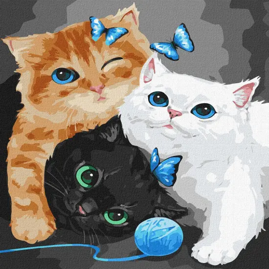 Painting by Numbers kit Kittens and Butterfly KHO4370 {2}