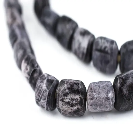 The Bead Chest Dark Grey Kenya Bone Beads Small 12mm African Cylinder Large Hole 28 Inch Strand Handmade {1}
