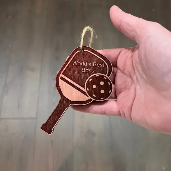 Worlds Best Boss Pickleball - Cedar Ornament {4}