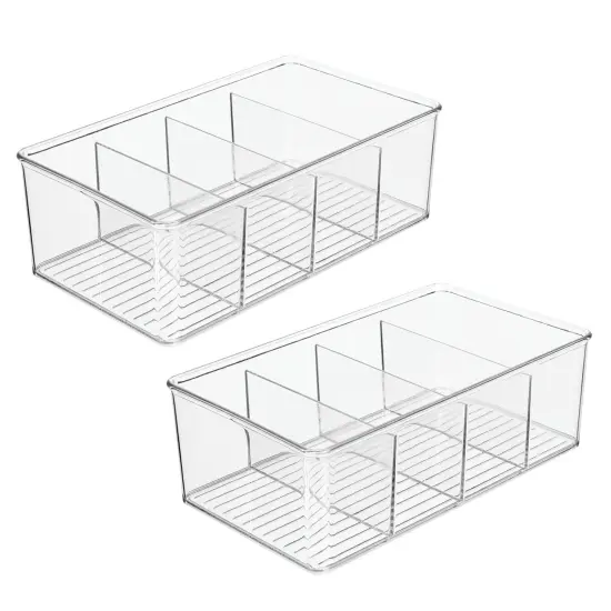 mDesign Plastic 4-Section Divided Kitchen or Pantry Organizer Bin {4}