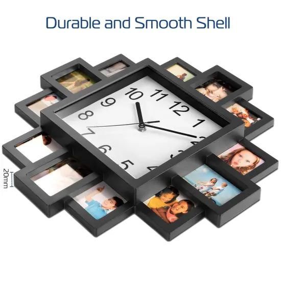 Wall Clock with 12-Picture Photo Collage Display {5}