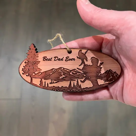 Best Dad Ever Eagle Nest - Cedar Ornament {3}