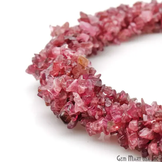 Pink Tourmaline Chip Beads, 34 Inch, Natural Chip Strands, Drilled Strung Nugget Beads, 3-7mm, Polished, GemMartUSA (CHTO-70001) {1}