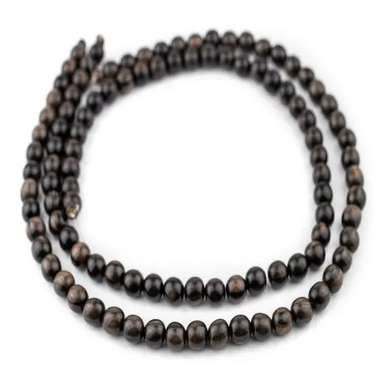 The Bead Chest Dark Round Natural Ebony Beads (8mm) {1}