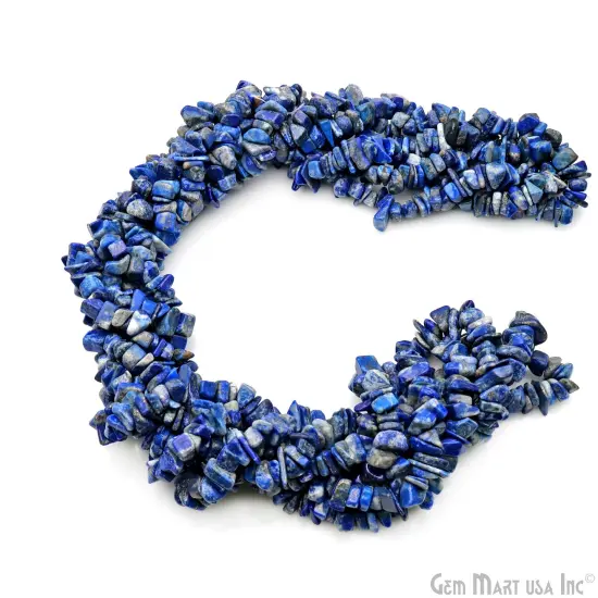 Lapis Chip Beads, 34 Inch, Natural Chip Strands, Drilled Strung Nugget Beads, 7-10mm, Polished, GemMartUSA (CHLP-70004) {5}