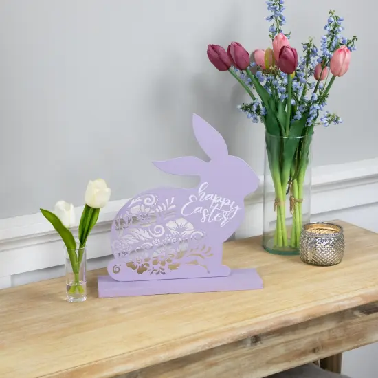 Northlight Happy Easter Floral Cut-Out Bunny Decoration - 13" Purple {3}