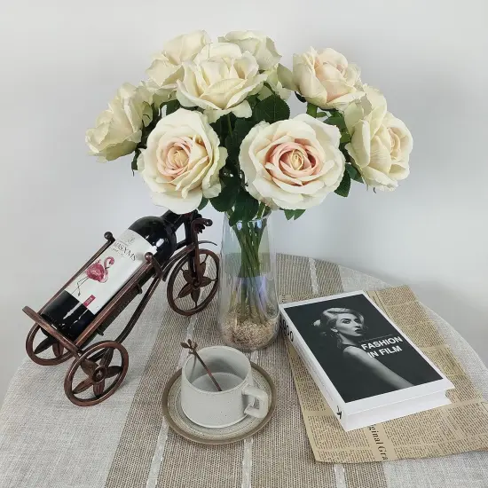 12 Pcs Artificial Roses for Wedding & Any Occasions Champaign {2}