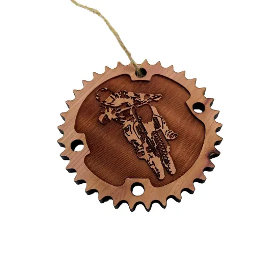 Dirtbike and Chainring - Cedar Ornament {3}