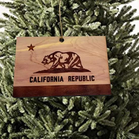 California Flag - Cedar Ornament {2}