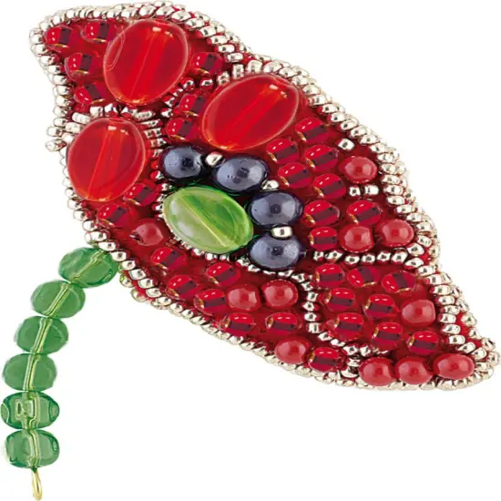BP-175C Beadwork kit for creating brooch Crystal Art "Red petals" {1}