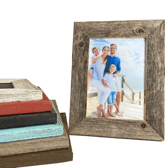 Rustic Farmhouse Standard 6 in. x 6 in. Tabletop Reclaimed Wood Picture Frame Black {6}