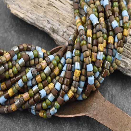 6/0 Aged Rustic Cottage Picasso Tube Mix (20" Strand) {2}