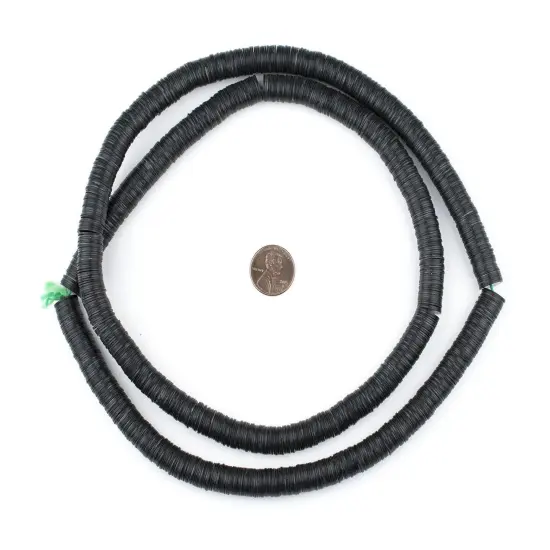 The Bead Chest African Vinyl Beads, Ghana Vulcanite Crafts Supplies for DIY Jewelry Making, Necklaces, Bracelets (10mm, Black) {2}