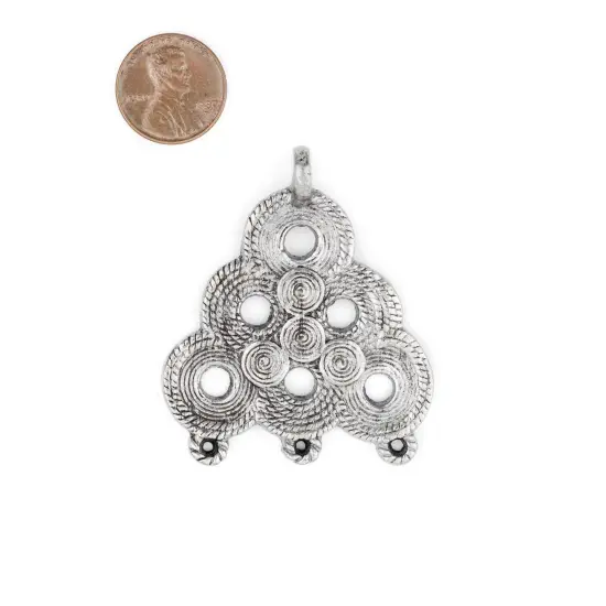 The Bead Chest Silver Baule Beehive Connector Pendant (54x47mm): African Tribal Metal Pendant for DIY Jewelry and Necklace {2}