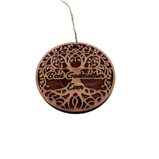 Best Godmother Ever Celtic Tree of Life - Cedar Ornament {1}