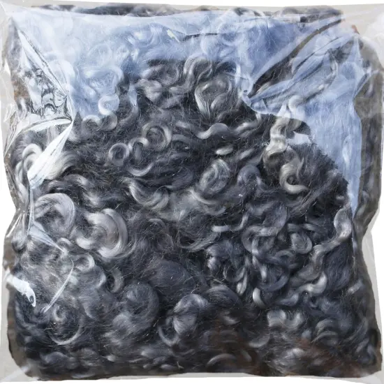 GRAY MOHAIR LOCKS. Organic Hand-Dyed Curly Wool for Rooting Doll Hair, Felting, Blending, Spinning. 1oz {4}